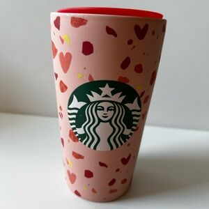 Starbucks Pink and Red Heart Tumbler